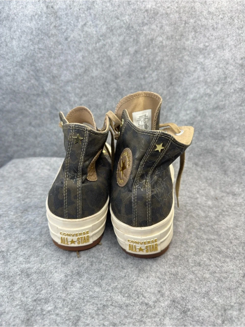 Converse Chuck Taylor All Star Lift Ripple Camo High Top Gold Star Womens Size 9